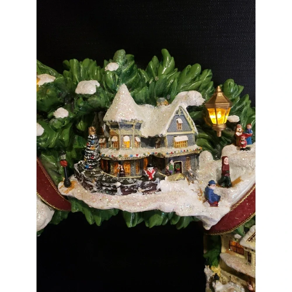 2005 Thomas Kincaide Christmas Village Wreath Hamilton Lighted 16